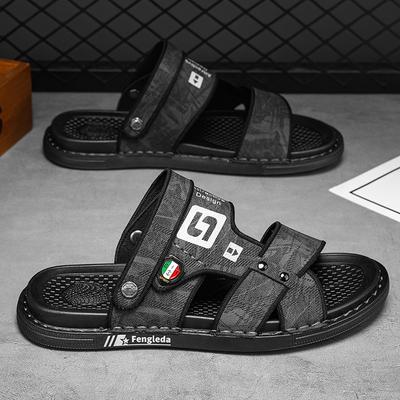 Slippers Man Summer Slippers for Men PU Leather Slides Shoes Original Beach Water Dual-purpose Sandals Outdoor Anti-slip Soft So
