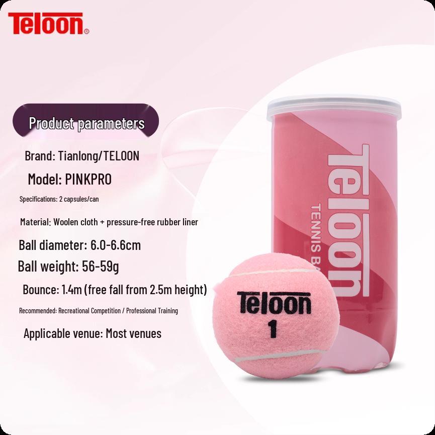 Tianlong Women's Pink Tennis Training Balls - 2-Pack In a Constant Pressure Can