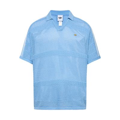 adidas Originale Polohemden Unisex Blau V-Ausschnitt Moderat
