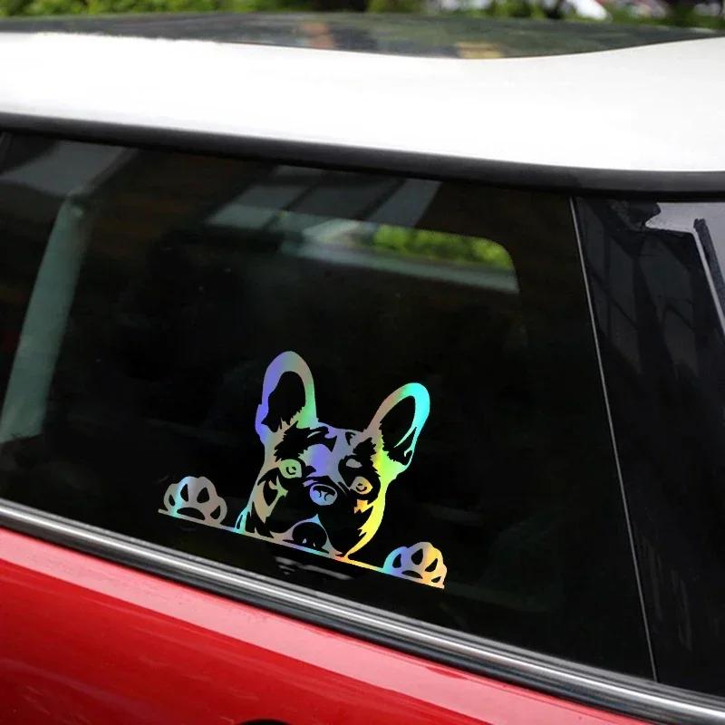 Autoaufkleber Pfoten hoch Französische Bulldogge Frenchie Bully Hund Dekoration Vinyl Aufkleber Reflektierend Laser 3D Autoaufkleber Auto Styling