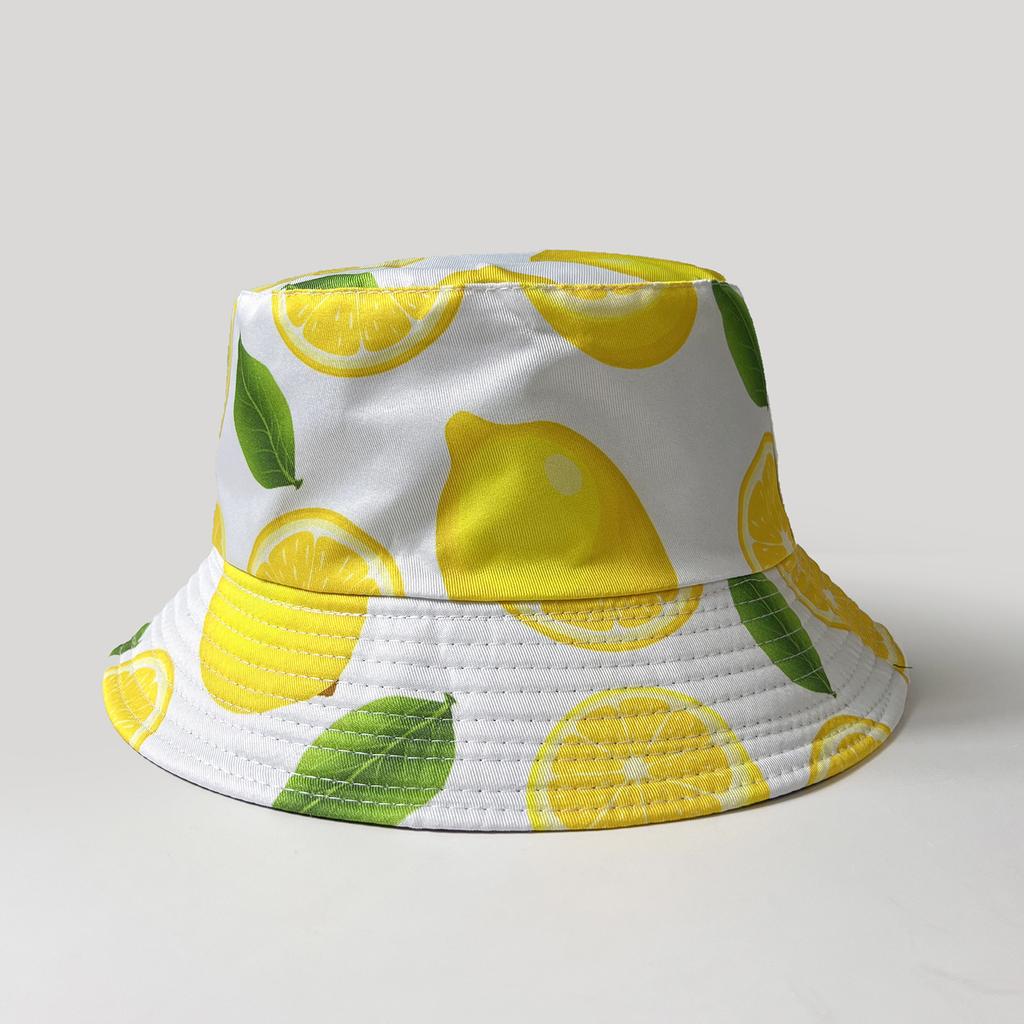 Lemon Fruit Pattern Bucket Hats for Women Men Summer Outdoor Sunscreen Reversible Fisherman Hats Female Panama Hip Hop Sun Hat