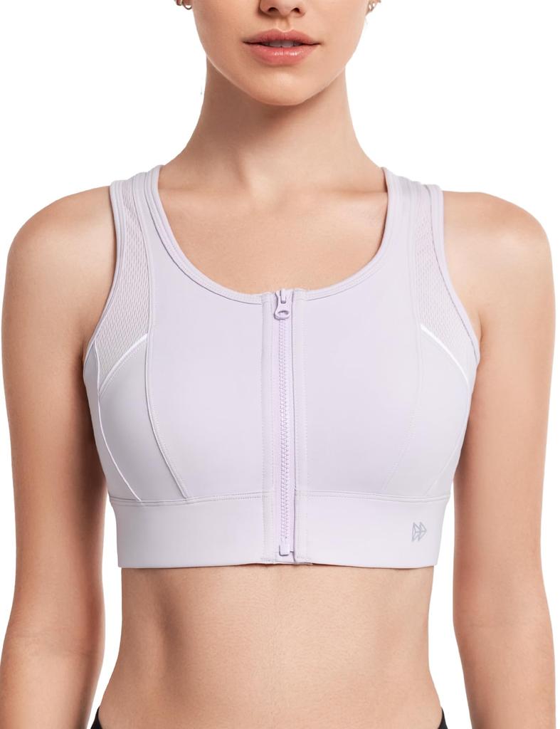 Yvette Sports Firm Mesh Integrated Plus L Light Purple Women's Bra, Non-Slip, Support, Front, Moisture-Wicking, Quick-Drying, Color-Coordinated, Cup,