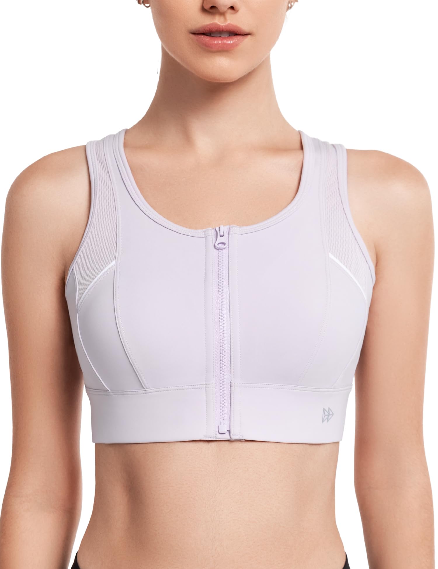 

Yvette Sports Firm Mesh Plus Sports Light Purple Women s Bra, Non-Slip, Support, Front, Moisture-Wicking, Quick-Drying, Color-Coordinated, One-Piece
