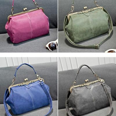 Bolsa Tiracolo Feminina Cor Sólida Estilo Retrô Fivela Magnética Cruzada Couro Nobuck CLE