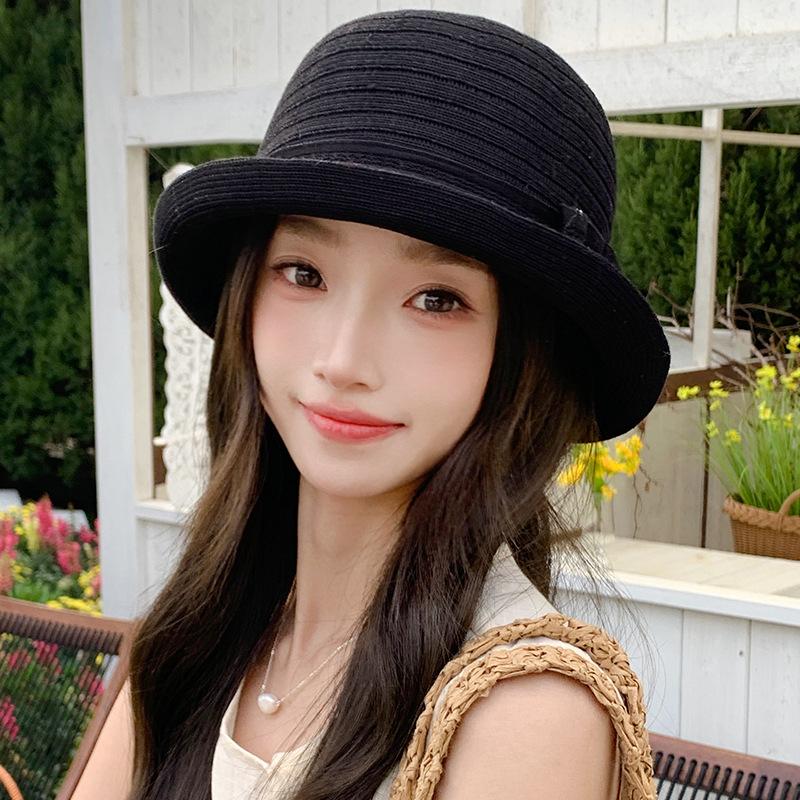 Summer hat women's sunshade sunscreen bucket hat temperament knitted versatile sun hat