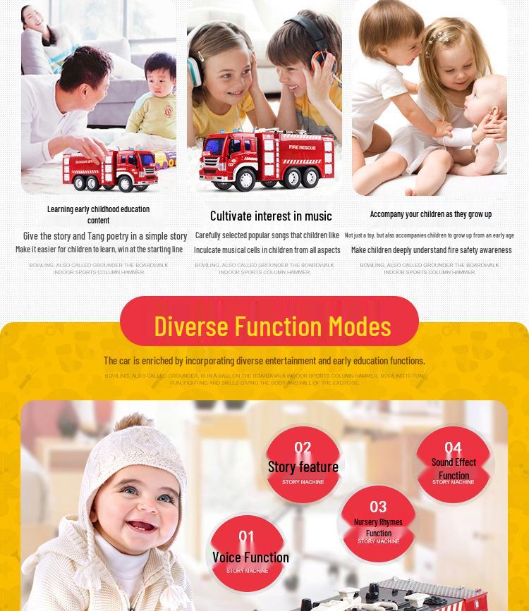 Literary Car Play: Fire Truck Simulation Toy with Sound, Light & Story – Inertial Ladder Truck for Kids