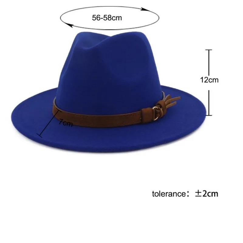 Unisex Damen Herren Wollhut mit Lederband Winter Herbst Breitkrempig Jazz Kirchenhut