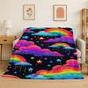 Moderne Regenbogenfarben Landschaft Flanelldecke Weiche Überwurfdecke für Schlafzimmer Wohnzimmer Bett Reise Camping Picknick Nickerchen Abdeckung