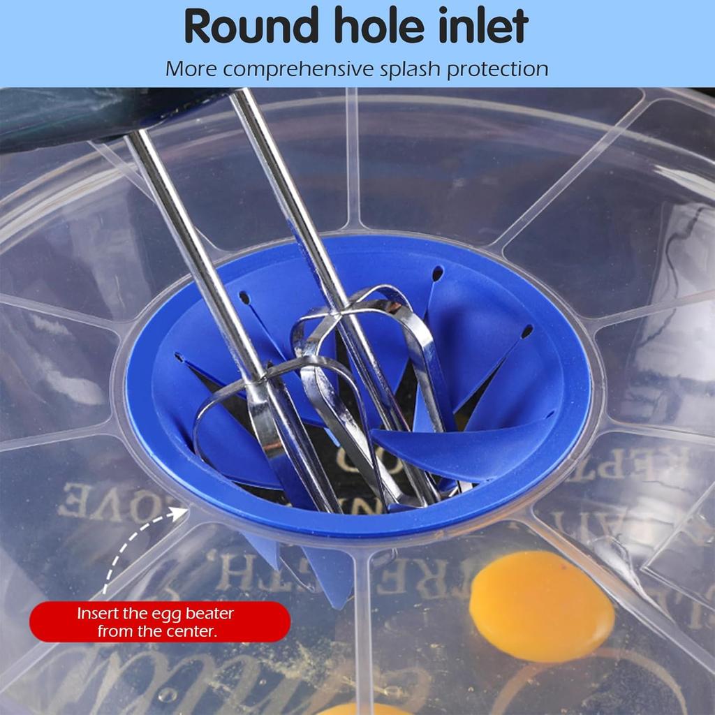Mixer Splatter Guard, 12" Silicone Mixing Bowl Splatter Cover Fits Most Hand & Stand Mixers (Blue)