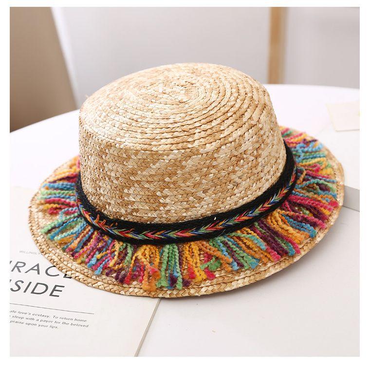 

Солнцезащитная шляпа для защиты от солнца на пляже Лето для мальчиков и девочек Соломенная шляпа для защиты от солнца Травяная шляпа 49-52cm