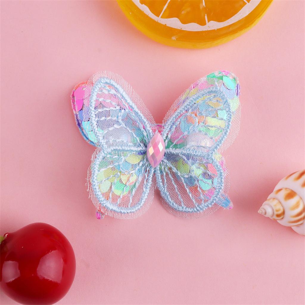 10Pcs 48*42mm Mesh Seaquins Double Butterfly Appliques For DIY Headwear Hair Clips Bow Decor Clothes Hat Shoes Sewing Patches