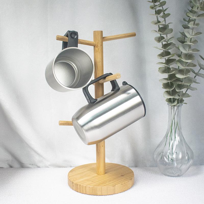 Stainless steel double-layer mouth cup office mug with lid European and American handle water cup coffee beer cup