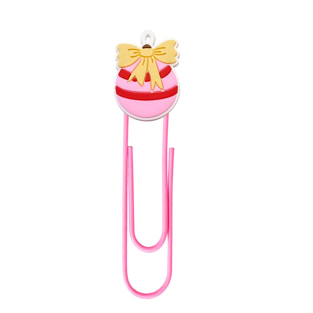 Pink Cartoon Christmas Bookmark Clips - Cute, Large, Colored Page Markers for Office Supplies