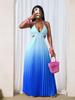 2026 Elegant Gradient Backless Halter Dress for Women