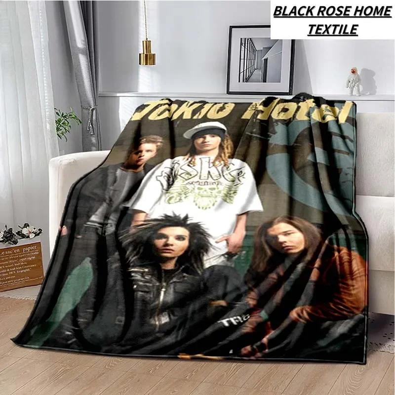 Coperta Artistica di Moda Tokio Hotel Rock Band Lenzuolo di Lusso per Camera da Letto Coperta Calda per Viaggi all'Aperto Campeggio Picnic Pausa Pranzo