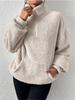 Damen Herbst Casual Plüsch Stil Einfarbig Stehkragen Reißverschluss Sweatshirt