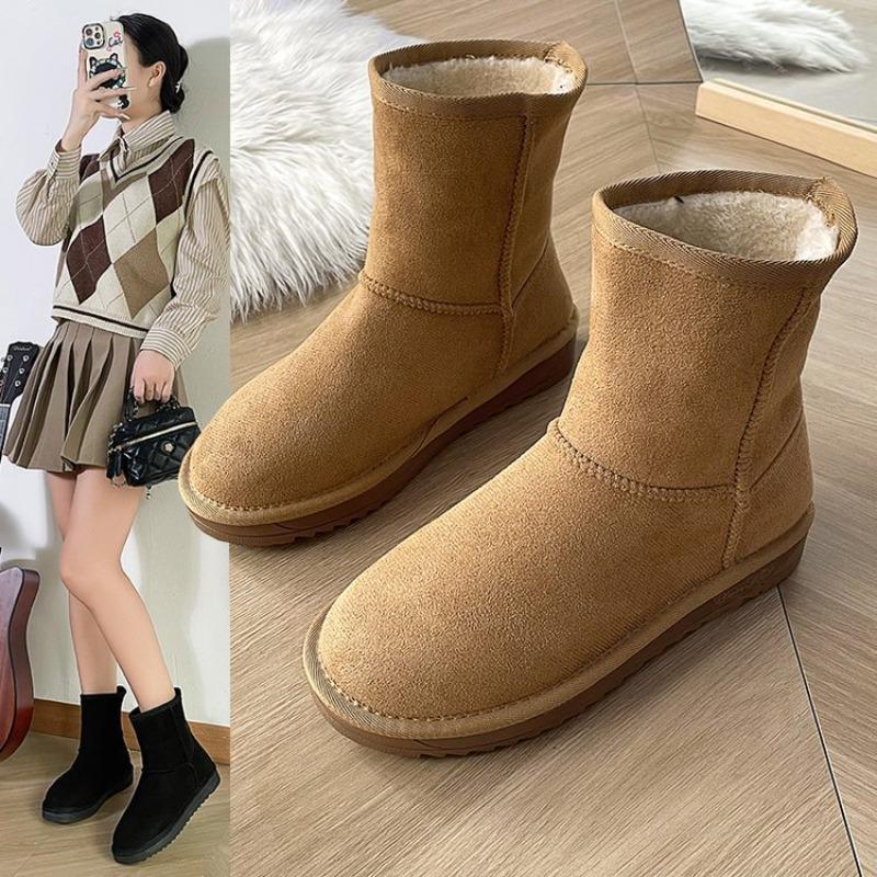 Large size snow boots for women's autumn and winter new wind velvet thickened thermal cotton boots cotton shoes for women