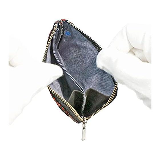 Inden-ya Inden Coin Case F Coin Purse 05 Deer Leather Black Base X Red Lacquer Patterned Small Check 1005-21-167 Special Color