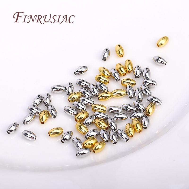 Rice Shape Beads For Jewelry Making Supplies DIY Findings Accessories 3X5MM 18K Gold Plated Oval Spacer Beads