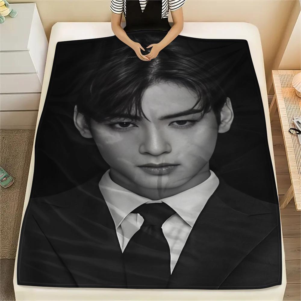 1 STuks Cha Eun-woo Print Flanellen Deken, Hoge Kwaliteit Alle Seizoenen, Woondecoratie, Warmte en Comfort, Perfect voor Kerstcadeaus