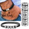 Personalisierte Familiennamen Armband für Männer Geflochtene Lederarmbänder Edelstahlperlen Armreif Geschenk zum Vatertag
