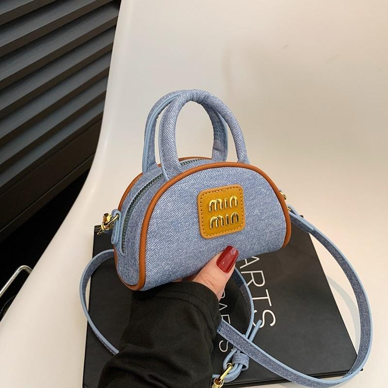 Modern Youth Girl Pu Denim Crossbody Bag With Lipstick Decor For Daily Use