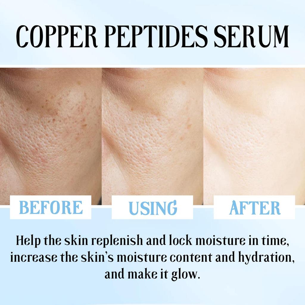 Copper Peptide Serum Anti Aging Fade Fine Lines Pore Shrinking Smoothing Firming Hydrating Hyaluronic Acid Moisturizing Essence