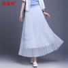 Hengyuanxiang Damen Sommer Falten Netz Midi Rock