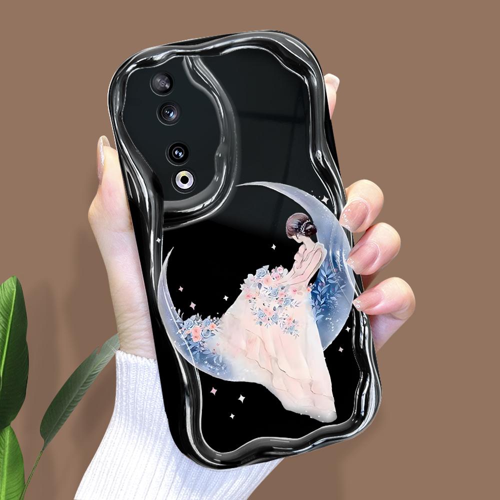 Cute Cartoon Pattern Cream Texture Casing Wavy Edge Soft Silicone Cover Phone Case for Huawei Honor Infinix Tecno iPhone