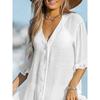 V-neck simple loose casual dress long sleeve dress