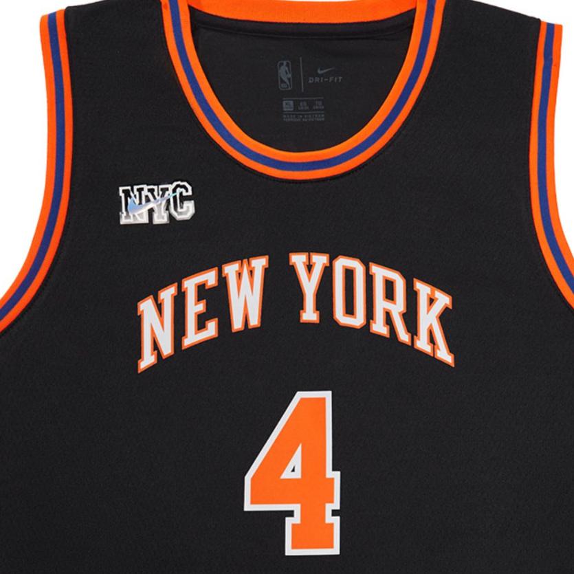 Nike X NBA Collaboration Kids Knicks Team Rose 4 Number Letter Print Crew Neck Training Basketball Jersey Kids jersey Black 3Z2B7BU3P-NYKDR