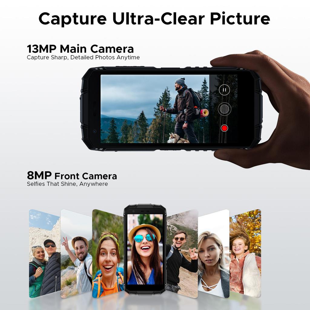 DOOGEE Fire 3 Rugged Smartphone, 8350mAh, Octa Core Android 16 Phone, 5.5", 12GB+64GB/2TB, 3.5mm Headphone Jack, Face ID/OTG/NFC