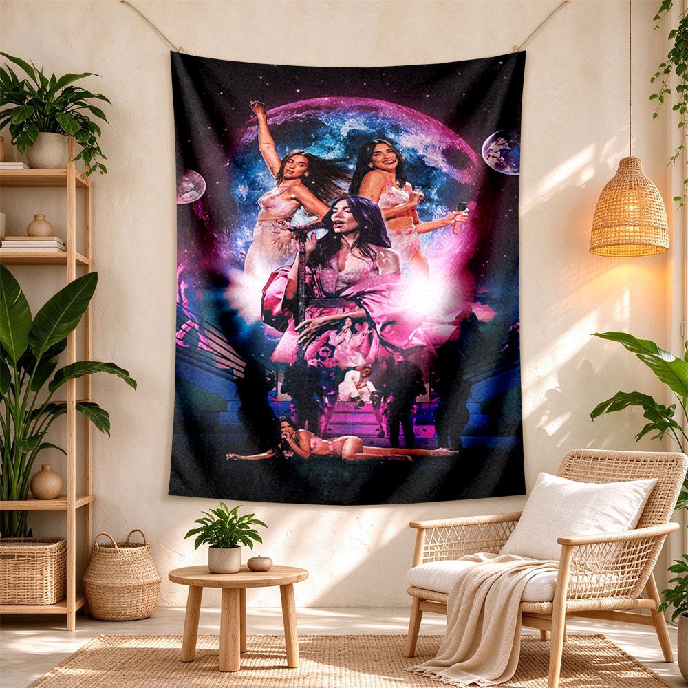 Dua Lipa Wall Tapestry Rustic Farmhouse Suitable for Bedroom Reading Corner Dorm Wall Indoor Hand Painted Style Perfect Gift for Dorm Roommate