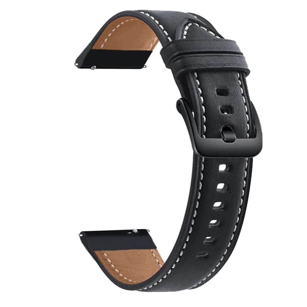 

For Samsung Galaxy Watch3 41mm Replacement Genuine Leather Strap 20mm Universal Watch Band with Black Buckle Black
