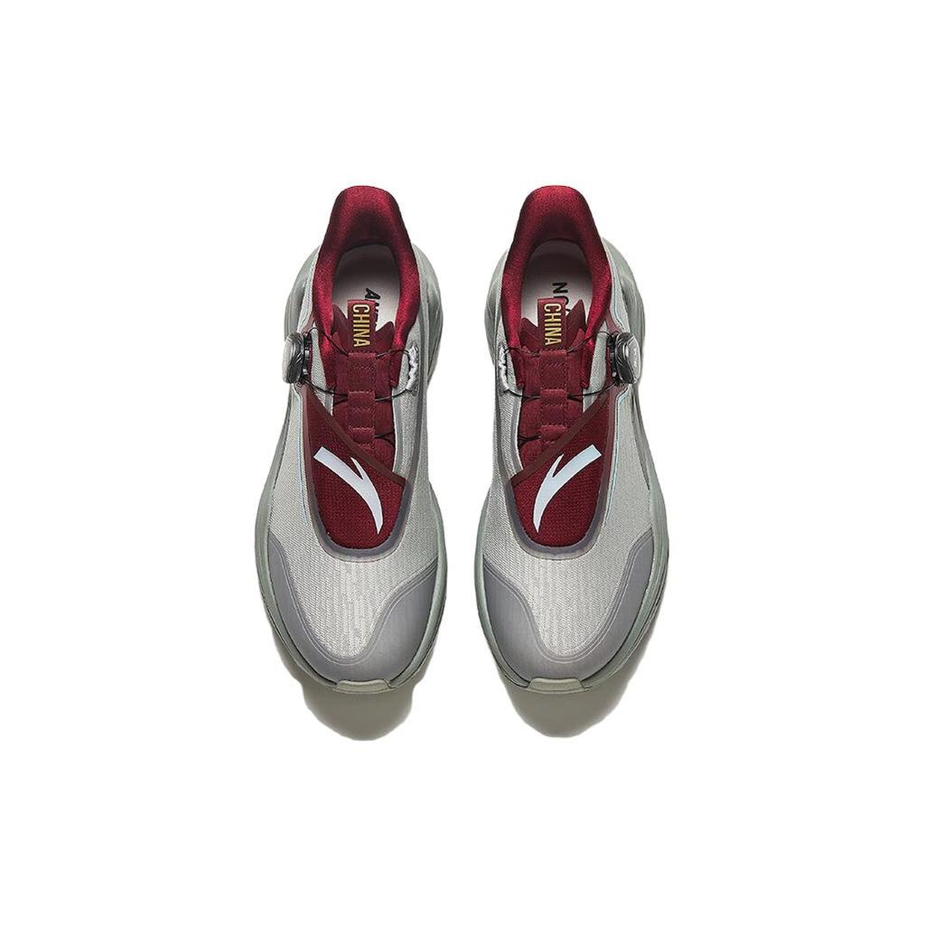 New Anta Champion Series Durable Breathable Low Top Running Shoes Men's Gray Red 112345508A-2