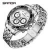 SANDA Brand Men's Quartz Watch Multi Functional Timing Waterproof Calendar Night Light Men's Stainless Steel Watch