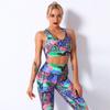 Digital Printed Color Floral Stripe Breathable Yoga Bra Women's Sports Running Fitness Wear