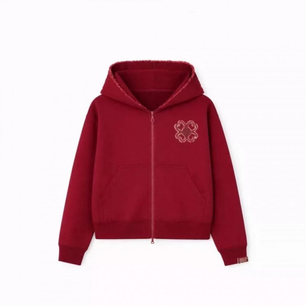 DRIPX Embroidered Zip Hoodie Men Streetwear Trendy Loose Casual Hoodie