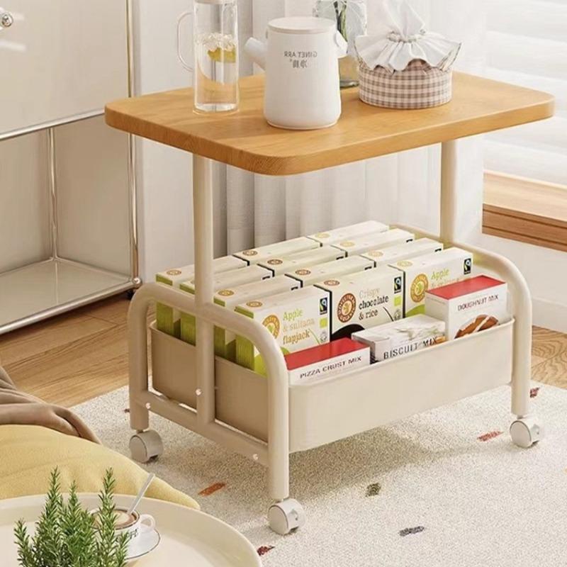 Zweistöckiger rollbarer Nachttisch Nachttischschrank Aufbewahrungsschublade Räder Kleiner Raum Wohnzimmer Schlafzimmer Sofaseitentisch Betttisch