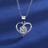 Heart Design Silver Necklace with D Color Imitation Moissanite Pendant for Women