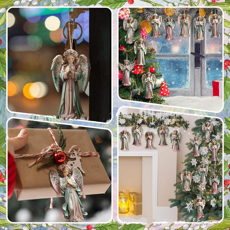 Christmas Wooden Angel Ornament – Vintage-Style Hanging Decor for Christmas Tree, Home & Party, Rustic Wooden Angel Tree Decoration