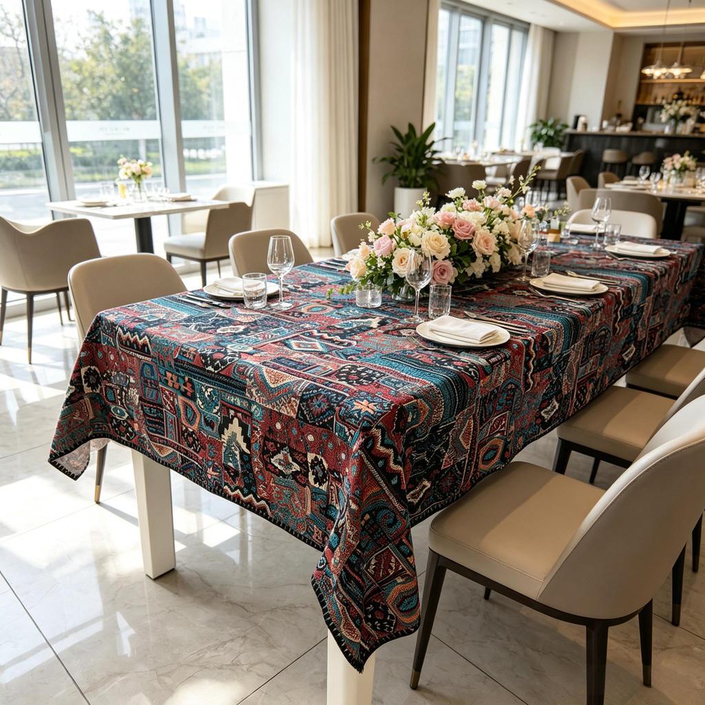 Tovaglie Rettangolari in Cotone e Lino Morbide Lavabili per Feste da Pranzo Uso Quotidiano