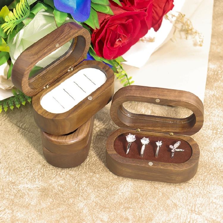 Black Walnut Aesthetic Rings Showcase Compact Wood Rings Jewelry Box Convenient and Portable Storage and Display Cases