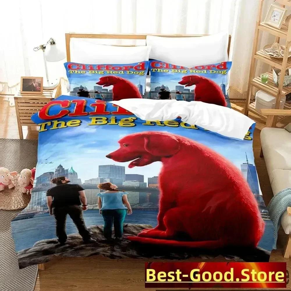 3D Print Clifford the Big Red Dog Bedding Set Boys Girls Twin Queen King Size Duvet Cover Pillowcase Bed boys Adult