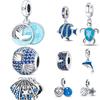 CYMYSS New 925 Silver Marine Biology Series Dolphin Shell DIY Suitable For Bracelet S925 Lucky Girl Jewelry Gift