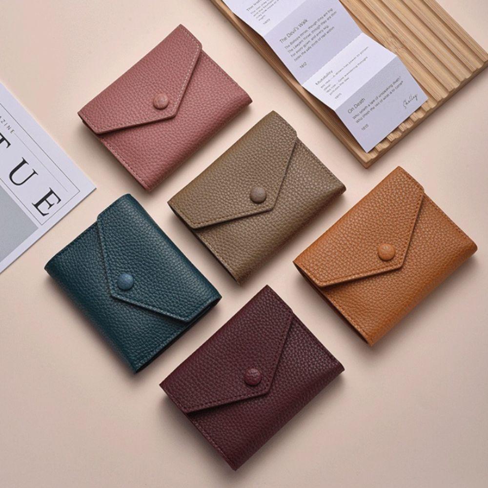 Multi-card Slot Envelope Short Wallet Korean Style Small Purse Bag PU Leather Wallet  Girls