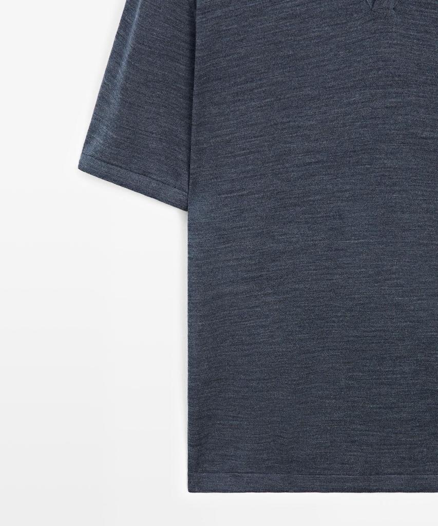 Masimodutti Knit V-Neck Polo Shirt