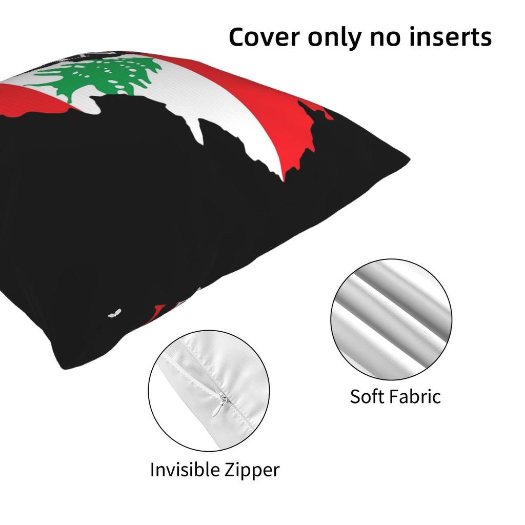Lebanon Flag Map Square Pillowcase Cushion Cover Pillow Case Throw Pillow Cover for Home Bedroom Car