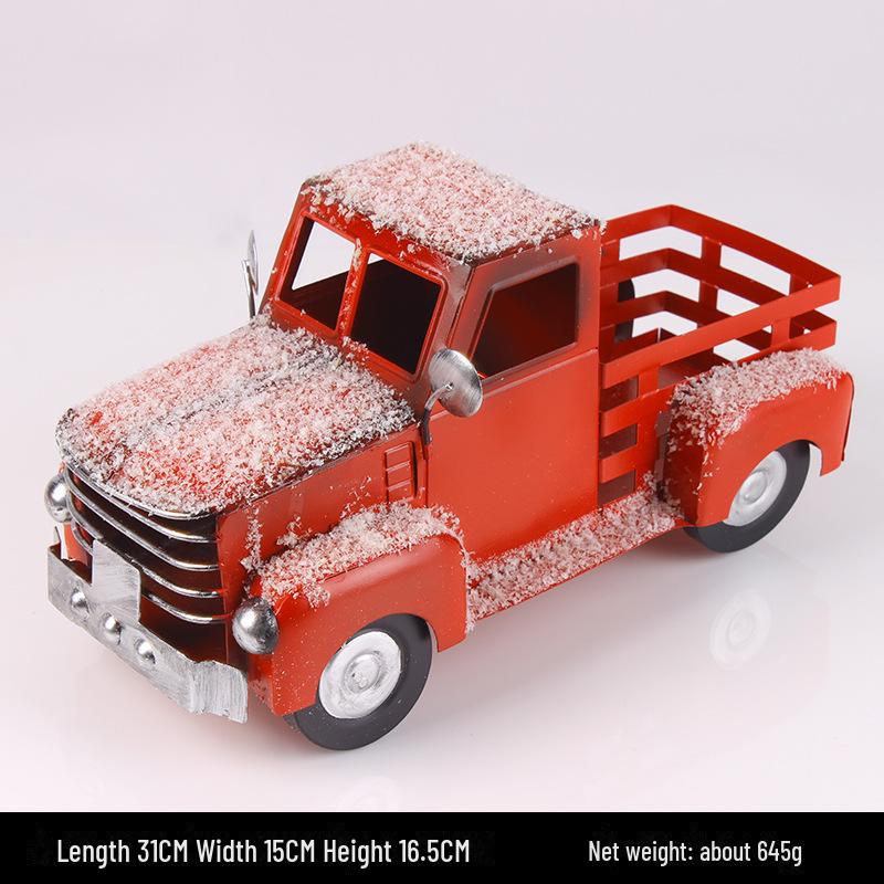 Hot-Selling Classic Christmas Pickup Truck Iron Decoration Model