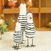 Lightweight Wood Ornaments 3Pcs Hand-Painted Wooden Chicken Figurine Set, Cute Animal Desktop Decor with Striped Black Stable Metal Stand Figurines &